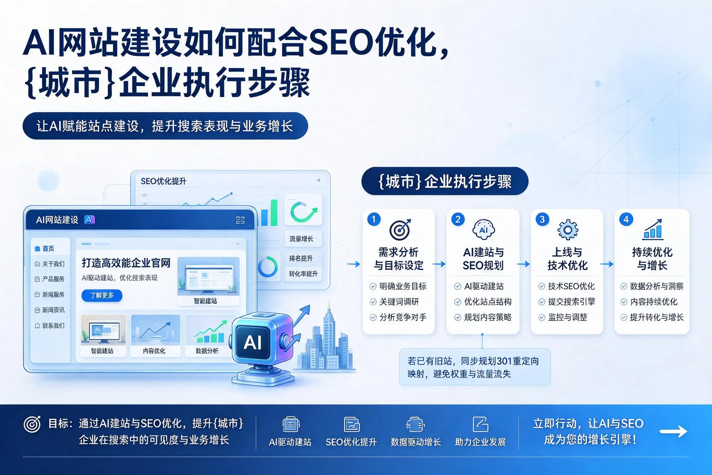 AI网站建设如何配合SEO优化，荆门企业执行步骤