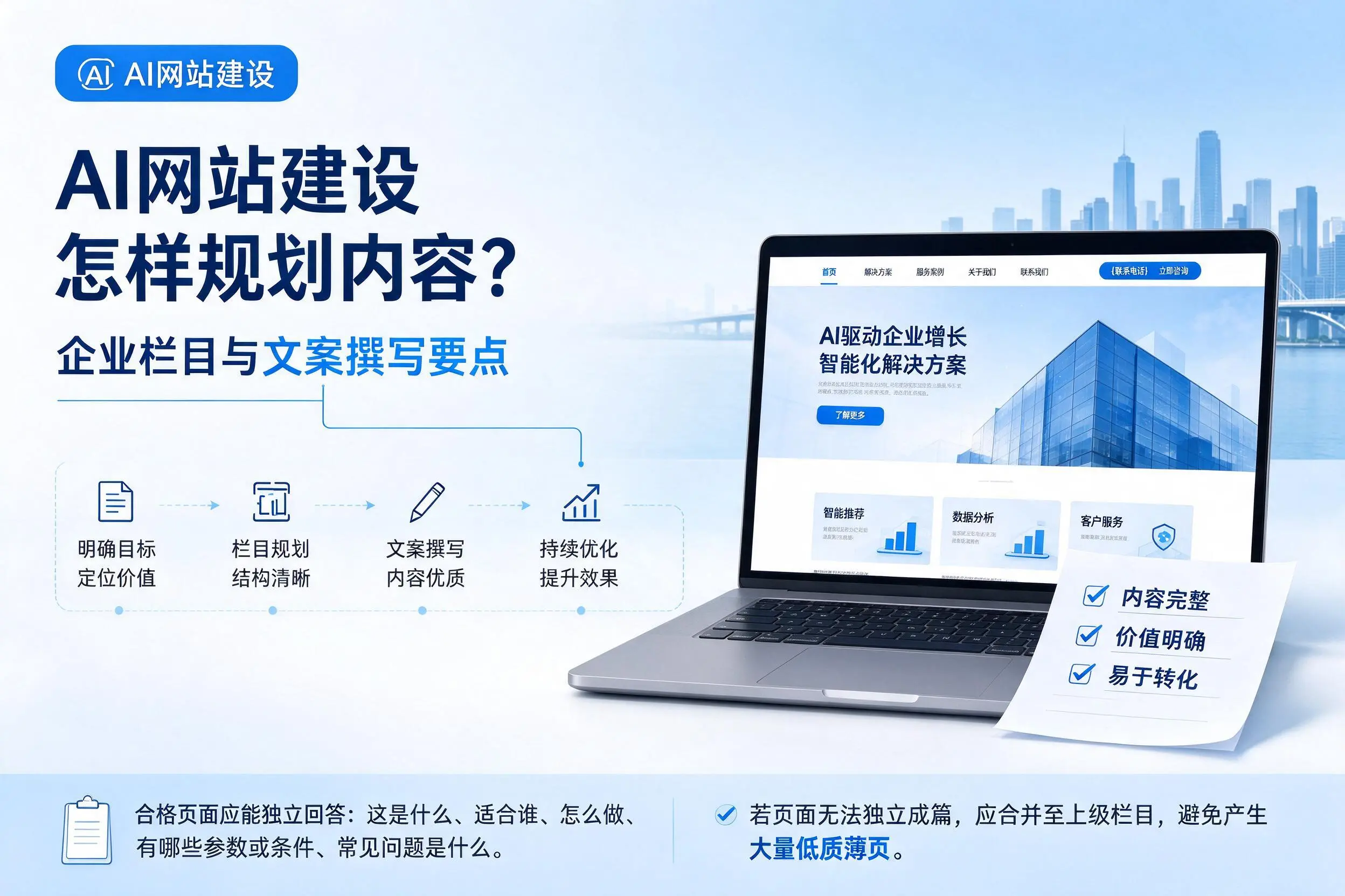 AI网站建设怎样规划内容?荆门企业栏目与文案撰写要点